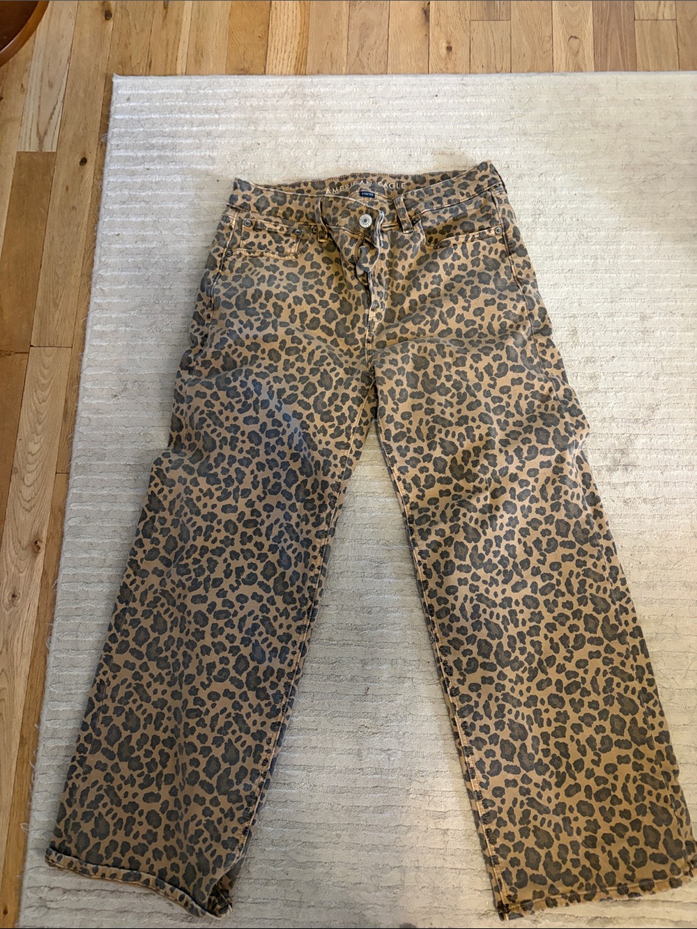 American Eagle Leopard Print Wide-Leg Women’s Jeans - Tan/Black